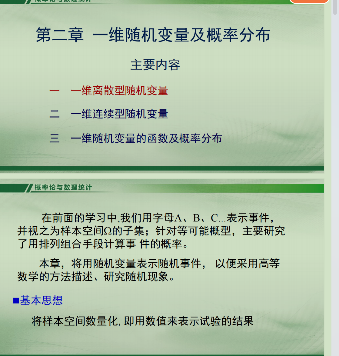 概率论课件第二章封面